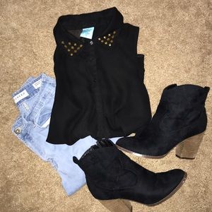 Edgy sheer, sleeveless black shirt